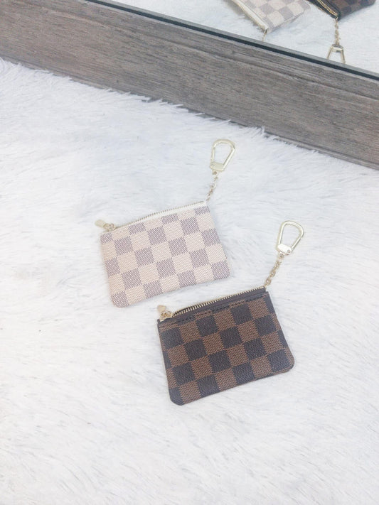 Checkered coin purse wallet